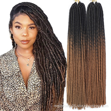 Straight Faux Locs Crochet Hair Extensions Dread Locks Hair Soft And Long 20inch Ombre Color Synthetic Fiber Afro Faux Locs